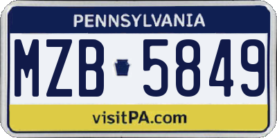 PA license plate MZB5849