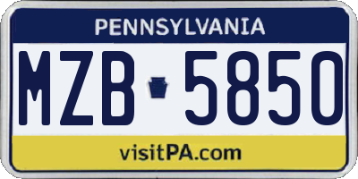 PA license plate MZB5850