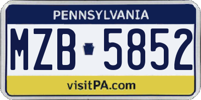 PA license plate MZB5852