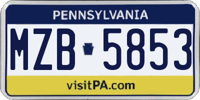 PA license plate MZB5853