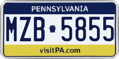 PA license plate MZB5855