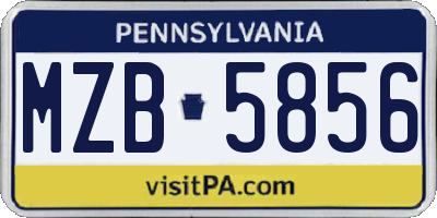 PA license plate MZB5856