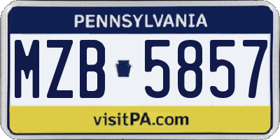 PA license plate MZB5857