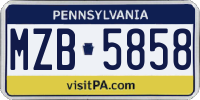 PA license plate MZB5858