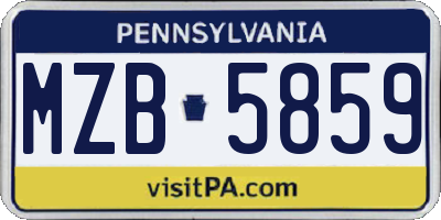 PA license plate MZB5859