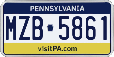 PA license plate MZB5861