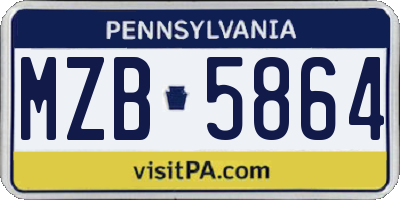 PA license plate MZB5864