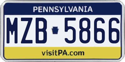 PA license plate MZB5866