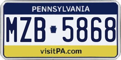 PA license plate MZB5868