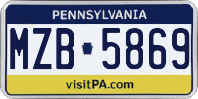 PA license plate MZB5869