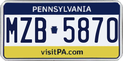 PA license plate MZB5870