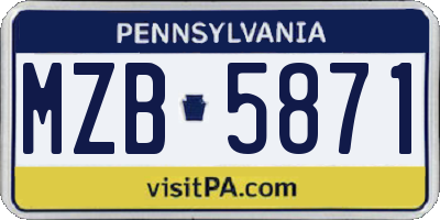 PA license plate MZB5871