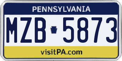 PA license plate MZB5873