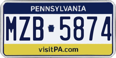 PA license plate MZB5874