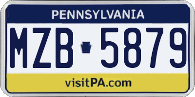 PA license plate MZB5879