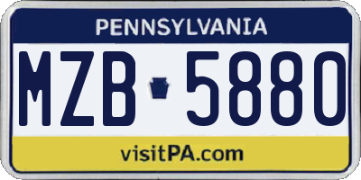PA license plate MZB5880