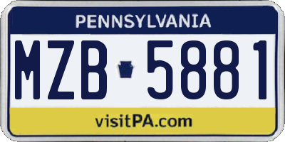 PA license plate MZB5881