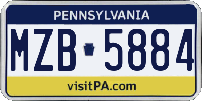 PA license plate MZB5884