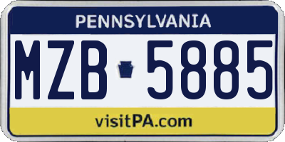 PA license plate MZB5885