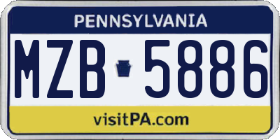 PA license plate MZB5886