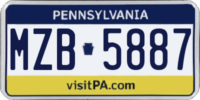 PA license plate MZB5887