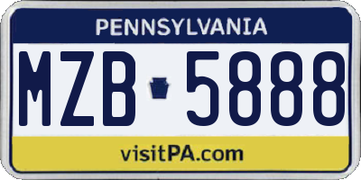 PA license plate MZB5888