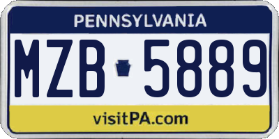 PA license plate MZB5889