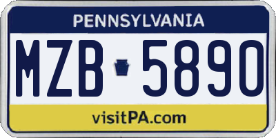 PA license plate MZB5890