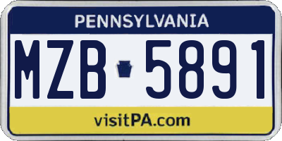 PA license plate MZB5891