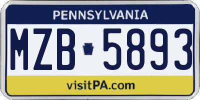 PA license plate MZB5893