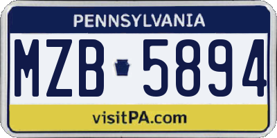 PA license plate MZB5894