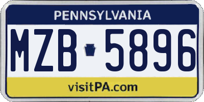 PA license plate MZB5896