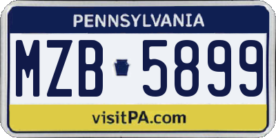 PA license plate MZB5899