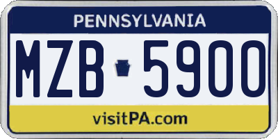 PA license plate MZB5900