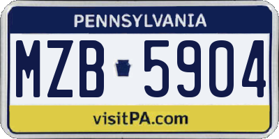 PA license plate MZB5904