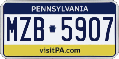 PA license plate MZB5907
