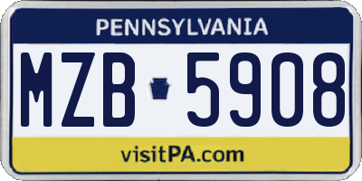PA license plate MZB5908