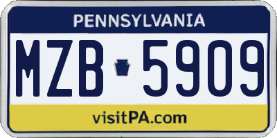 PA license plate MZB5909