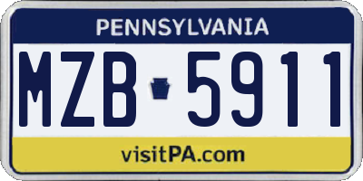 PA license plate MZB5911