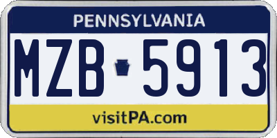PA license plate MZB5913