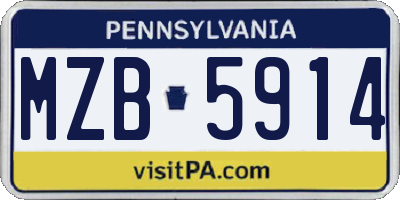 PA license plate MZB5914