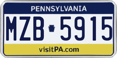 PA license plate MZB5915