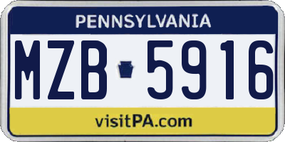 PA license plate MZB5916
