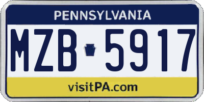 PA license plate MZB5917