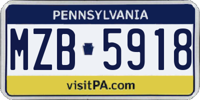 PA license plate MZB5918