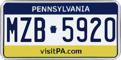 PA license plate MZB5920