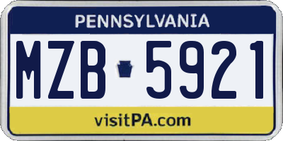 PA license plate MZB5921