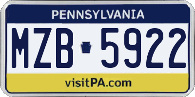 PA license plate MZB5922