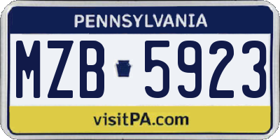 PA license plate MZB5923