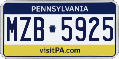 PA license plate MZB5925